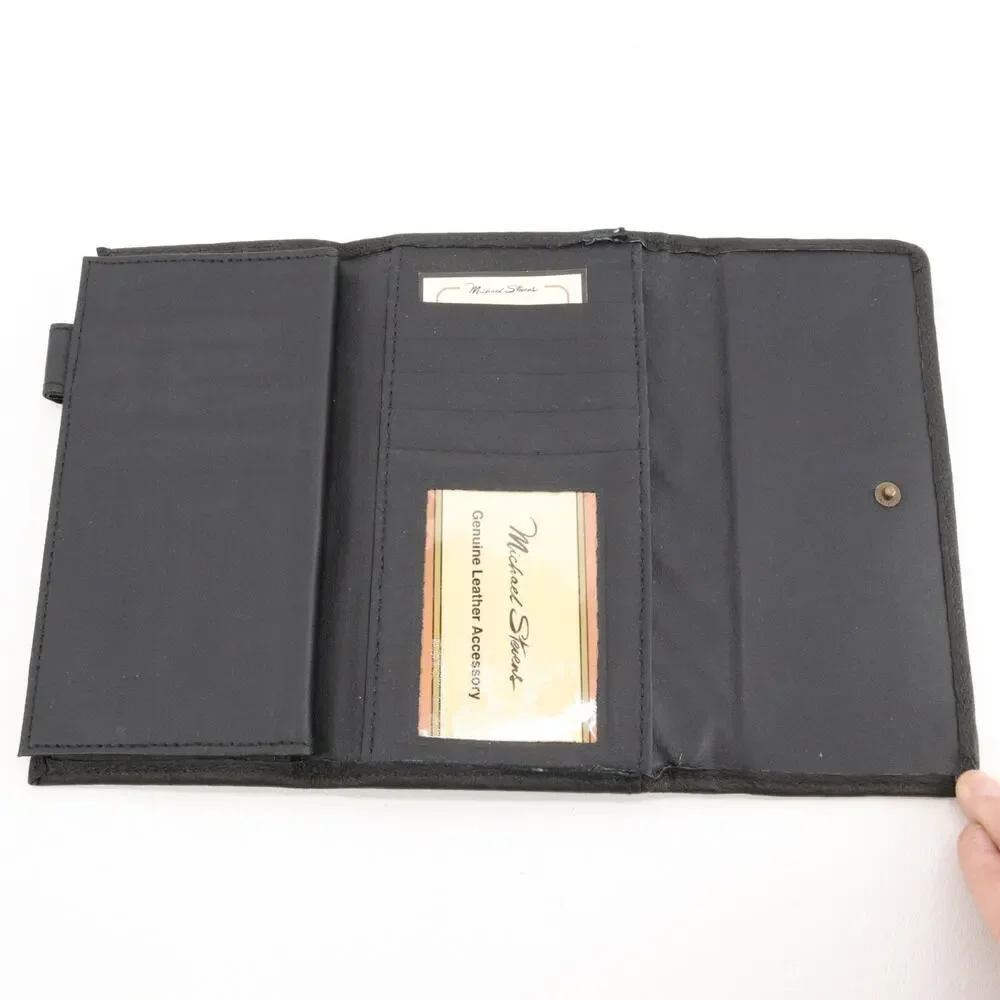 Michael Stevens Leather Wallet Women Trifold Multicolor Striped Clutch ID Cards